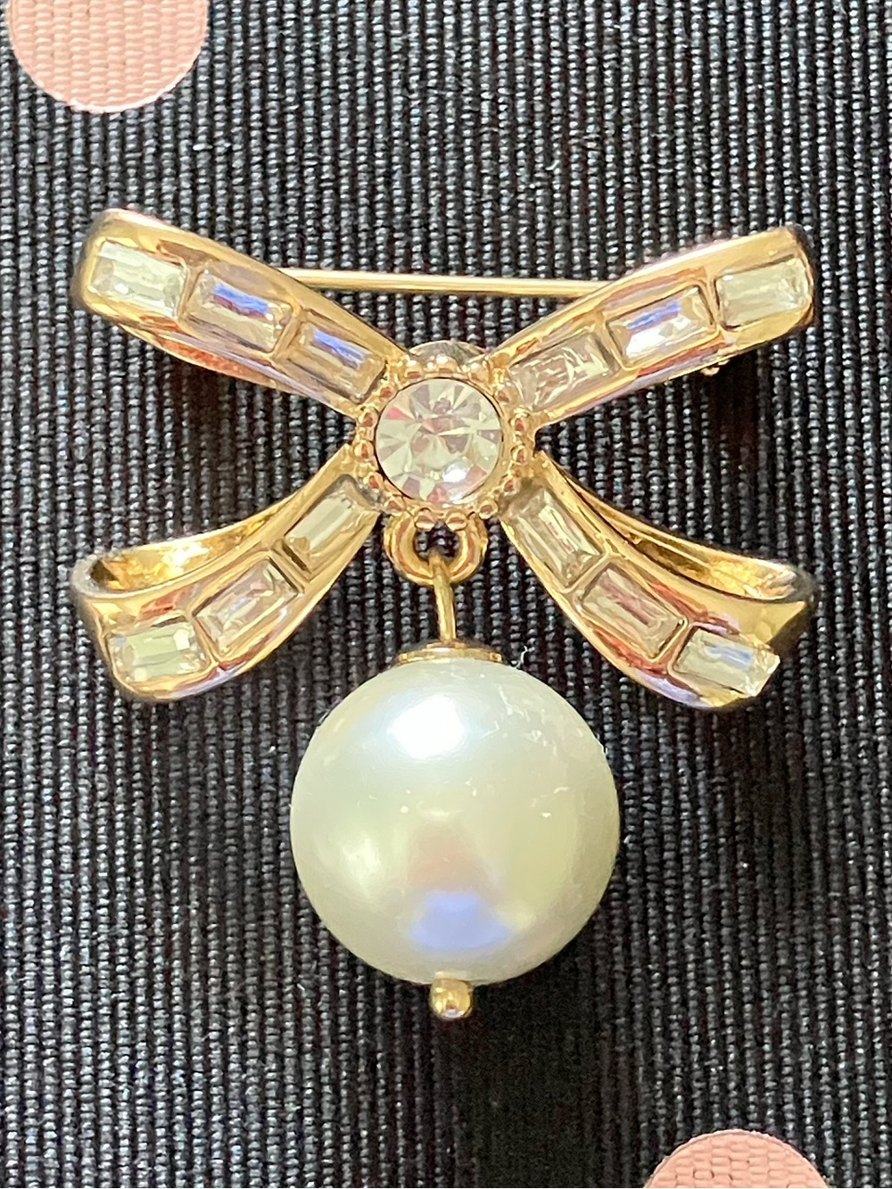 NWT Talbots Gold Bow Brooch with Pearl Drop